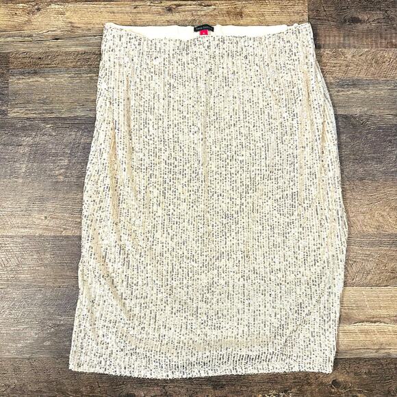 Vince Camuto Dresses & Skirts - Vince Camuto Womens Silver Sequence Side Slit Pencil Skirts Size XL
